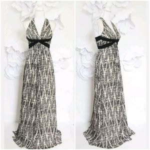 BCBG Long Sequin Evening Dress 2 Silk Halter Prom